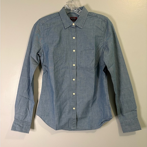 UNTUCKit Tops - UNTUCKit Women's NWT Valori Long Sleeve Button Down Blouse Size 8 Size 0 Denim